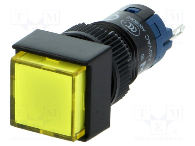 Switch: push-button; Pos: 2; SPDT; 0.5A/250VAC; 1A/24VDC; yellow