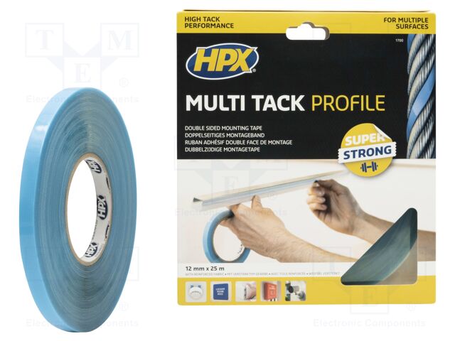 Tape: fixing; W: 19mm; L: 25m; Thk: 0.8mm; double-sided; max.75°C