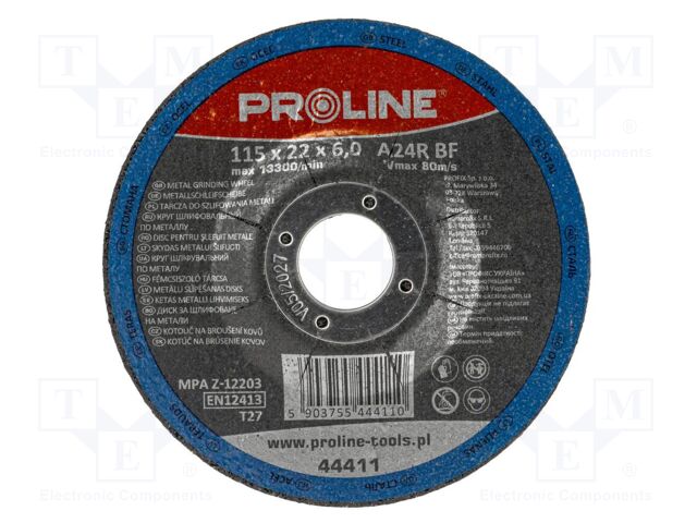 Grinding wheel; Ø: 115mm; Øhole: 22mm; Disc thick: 6mm; metal