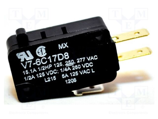 Microswitch SNAP ACTION; without lever; SPDT; 15.1A/250VAC