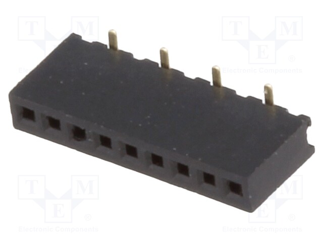 Socket; pin strips; female; PIN: 9; straight; 1.27mm; SMT; 1x9; 1A