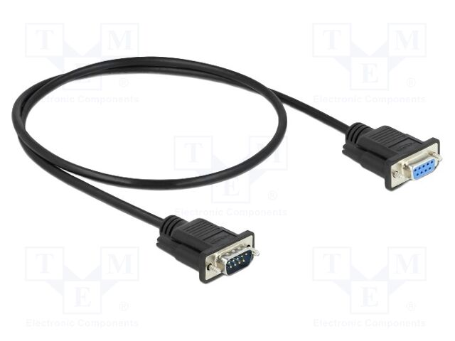 Cable; D-Sub 9pin socket,D-Sub 9pin plug; PVC; Len: 500mm; black