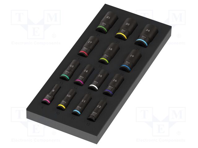 Wrench: socket spanner-set; 6-angles; 3/8"; IMPAKTOR; 15pcs.
