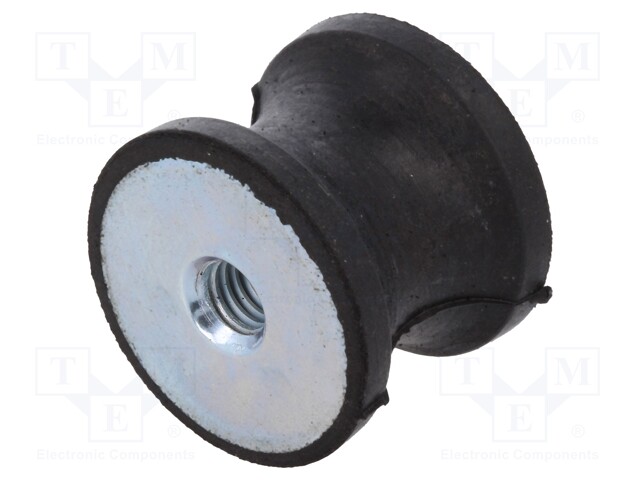 Vibration damper; M6; Ø: 25mm; rubber; L: 20mm; H: 6mm; 738N; 148N/mm
