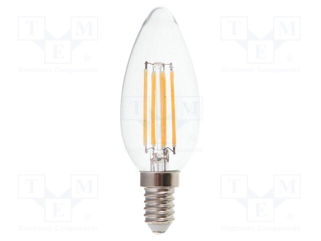 LED lamp; neutral white; E14; 220÷240VAC; 600lm; P: 6W; 300°; 4000K