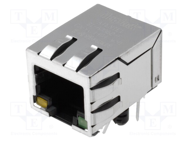 Socket; RJ45; PIN: 8; shielded,with LED; Layout: 8p8c; THT; angled