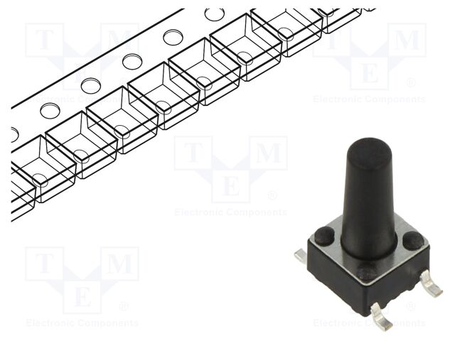 Microswitch TACT; SPST; Pos: 2; 0.05A/12VDC; SMT; 2.45N; 6x6x3.5mm