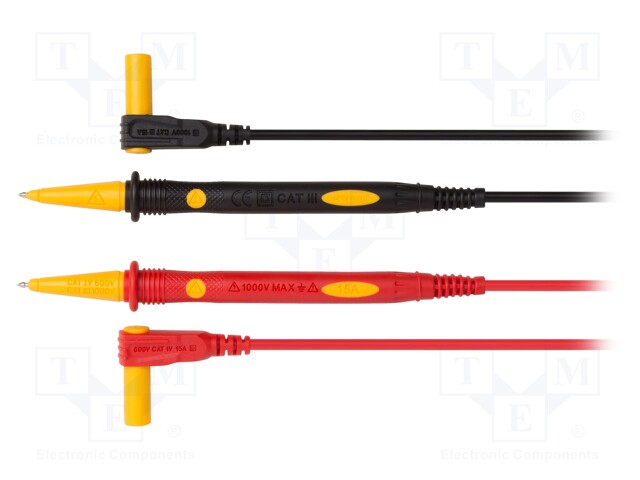 Set of test leads; Imax: 15A; Len: 0.75m; insulated; black,red