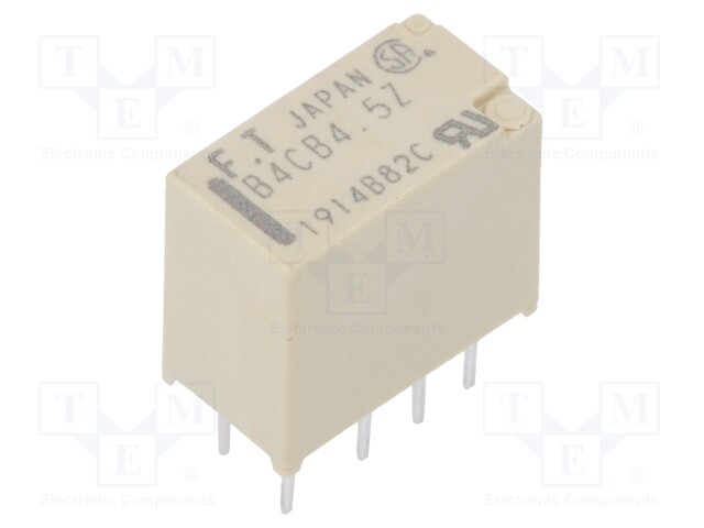 Relay: electromagnetic; DPDT; Ucoil: 4.5VDC; 0.3A/125VAC; 1A/30VDC