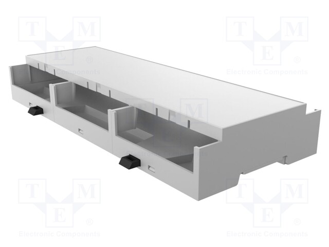 Enclosure: for DIN rail mounting; ABS + PC; grey