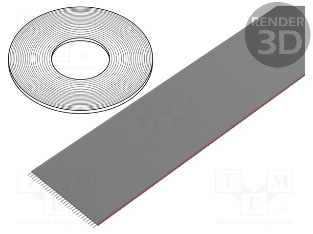 Wire: ribbon; 1.27mm; stranded; Cu; 30x28AWG; unshielded; PVC; grey