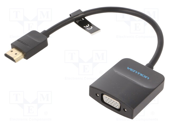 Cable; HDMI 1.4; D-Sub 15pin HD socket,HDMI plug; 0.15m; black