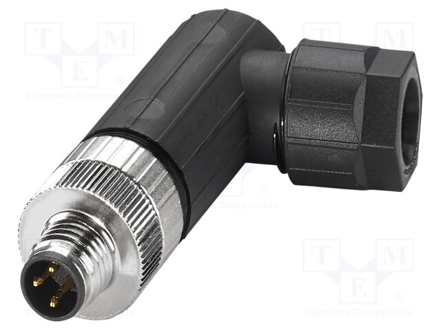 Connector: M8; PIN: 3; 4A; 48V; IP65; angled; unshielded; plug