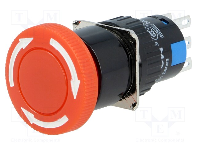 Switch: push-button; Pos: 2; SPDT; 3A/250VAC; 1A/24VDC; red; none