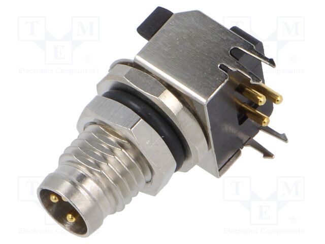 Connector: M8; socket; male; angled; shielded; PIN: 3; 48V; 4A; IP67