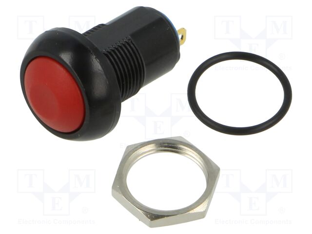 Switch: push-button; Pos: 2; SPST-NO; 2A/125VAC; 4A/12VDC; OFF-ON