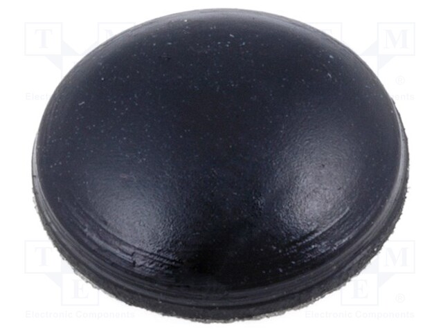 Self-adhesive foot; black; rubber; A: 8mm; B: 2mm; C: 1mm