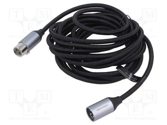 Cable; XLR male 3pin,XLR female 3pin; 5m; Plating: nickel plated
