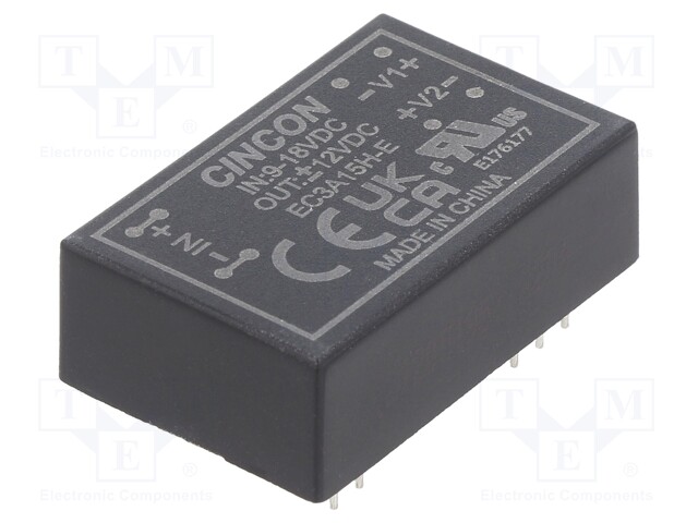 Converter: DC/DC; 3W; Uin: 9÷18V; Uout: 12VDC; Uout2: -12VDC; DIP24