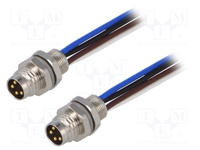 Connector: M8; 0.2m; male; PIN: 4; socket; 30V; IP67; Polarisation: A