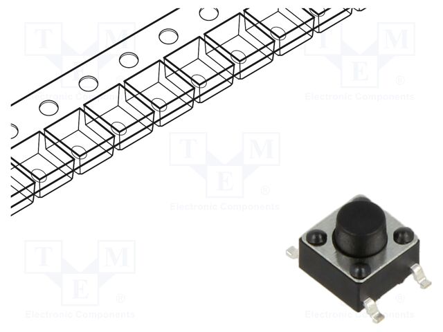 Microswitch TACT; SPST; Pos: 2; 0.05A/12VDC; SMT; 2.45N; 6x6x3.5mm