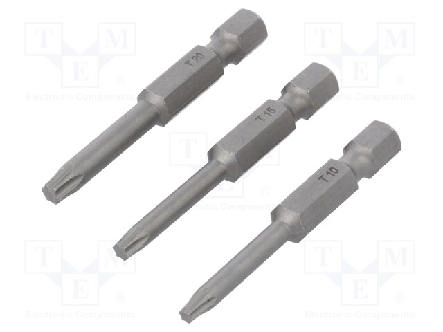 Screwdriver bits; Pcs: 3; Package: plastic case; 50mm; Bit: Torx®