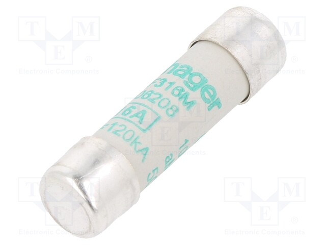 Fuse: fuse; aM,time-lag; 16A; 500VAC; cylindrical,industrial