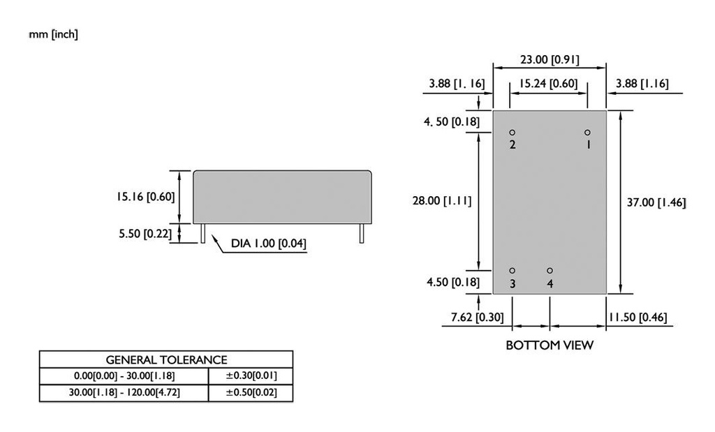 Converter: AC/DC; 3W; Uin: 75÷265V; Uout: 15VDC; Iout: 0.2A; 72%