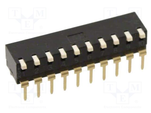 Switch: DIP-SWITCH; Poles number: 10; ON-OFF; 0.025A/24VDC; Pos: 2