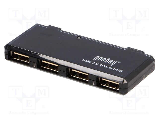 Hub USB; USB 1.1,USB 2.0; black; Number of ports: 4; 480Mbps; 0.4m