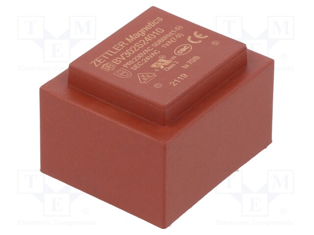 Transformer: encapsulated; 230VAC; 24V; Mounting: PCB