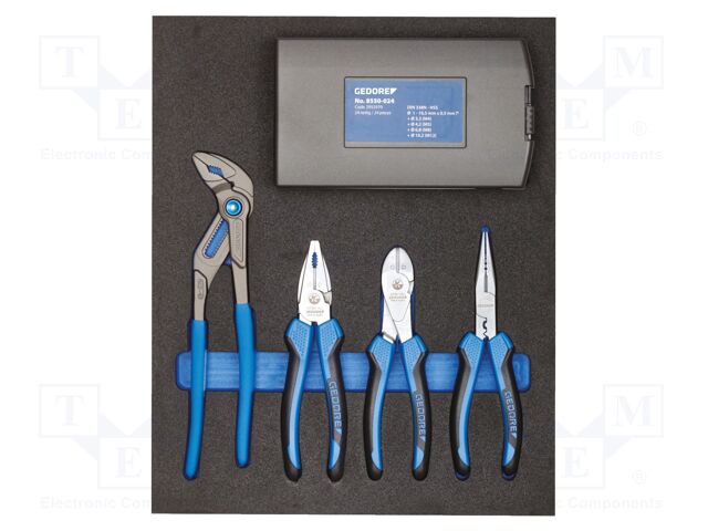 Kit: pliers; cutting,adjustable,half-rounded nose,universal