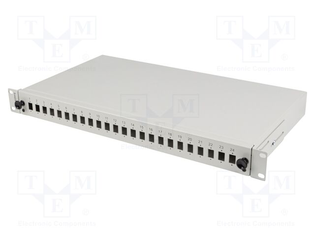 Fiber patch panel; grey; Number of ports: 24; rack 19"; Height: 1U