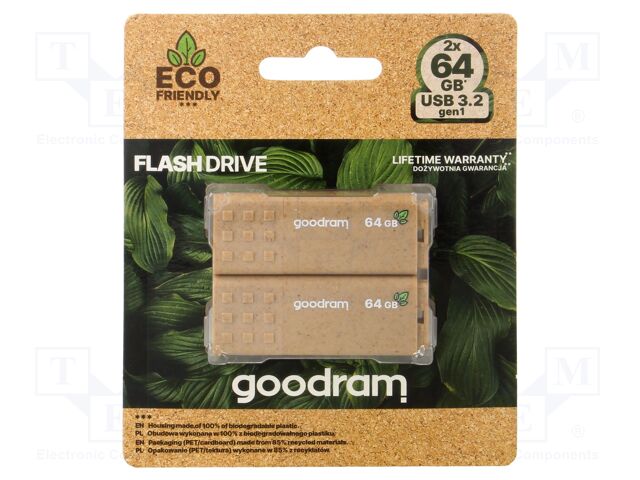 Pendrive; Eco Friendly,USB 3.2; 64GB; R: 60MB/s; W: 20MB/s; USB A