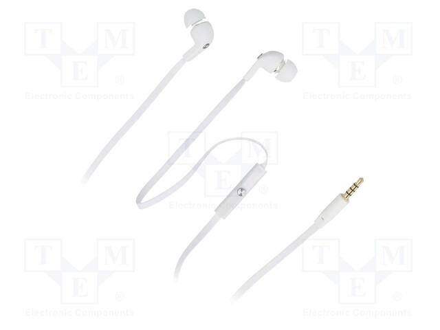 Headphones with microphone; white; Jack 3,5mm; in-ear; 32Ω; 105dB