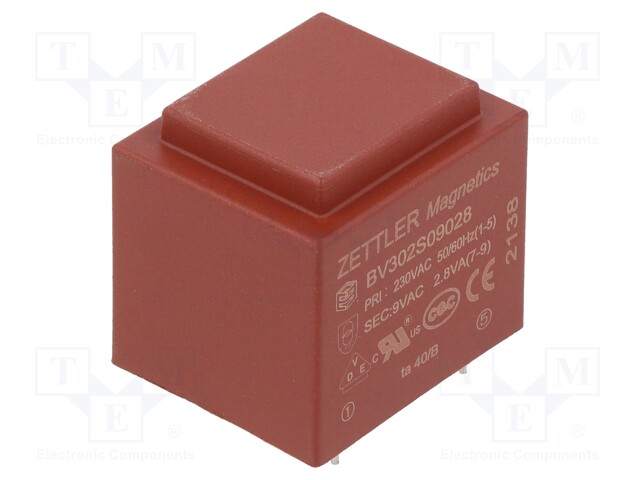 Transformer: encapsulated; 230VAC; 9V; Mounting: PCB