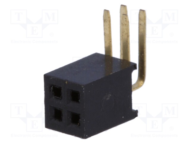 Socket; pin strips; female; PIN: 4; angled 90°; 1.27mm; THT; 2x2
