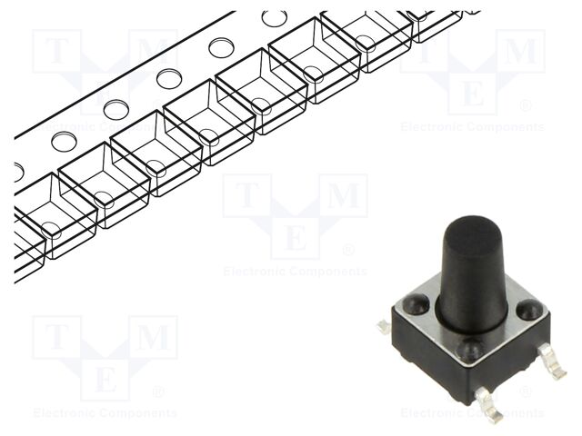 Microswitch TACT; SPST; Pos: 2; 0.05A/12VDC; SMT; 2.45N; 6x6x3.5mm