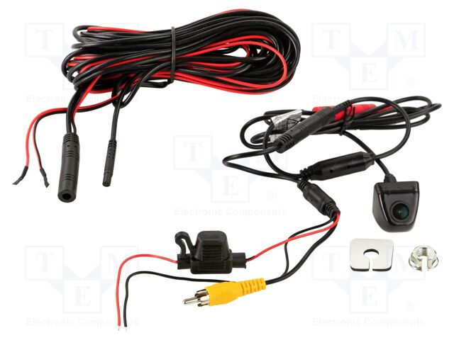 Rear view camera; 120°; black; 12VDC,24VDC; Kit: camera; screw