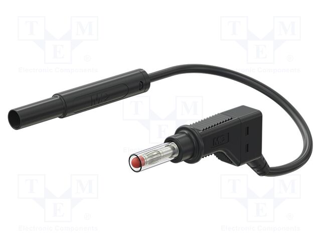 Test lead; 19A; banana plug 4mm,angular banana plug 4mm; Len: 2m