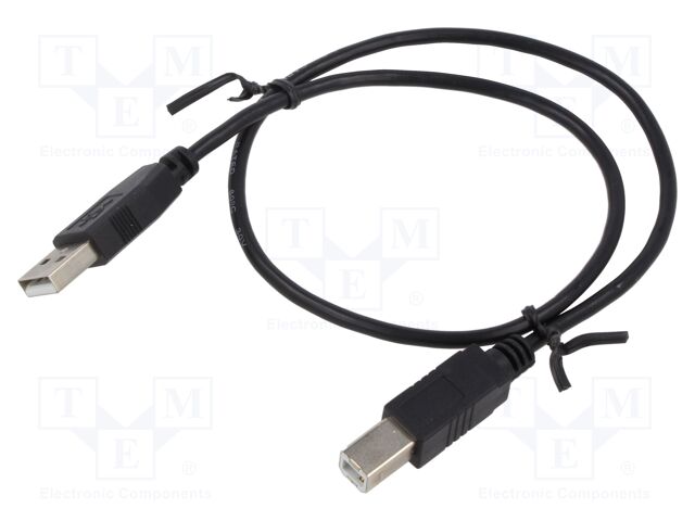 Cable; USB 2.0; USB A plug,USB B plug; 0.5m; grey
