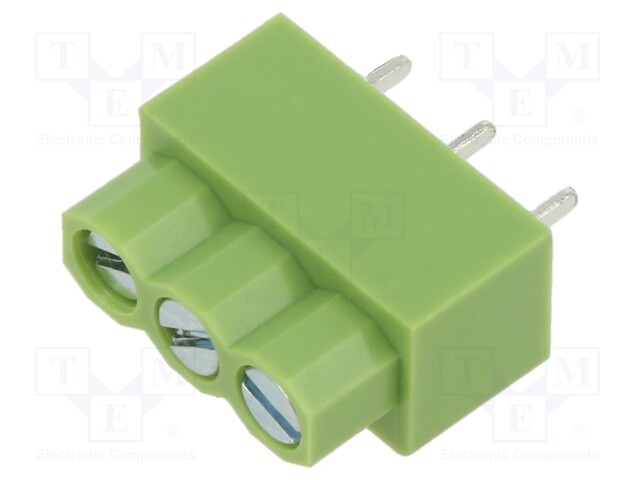 PCB terminal block; angled 90°; 5mm; ways: 3; on PCBs; terminal