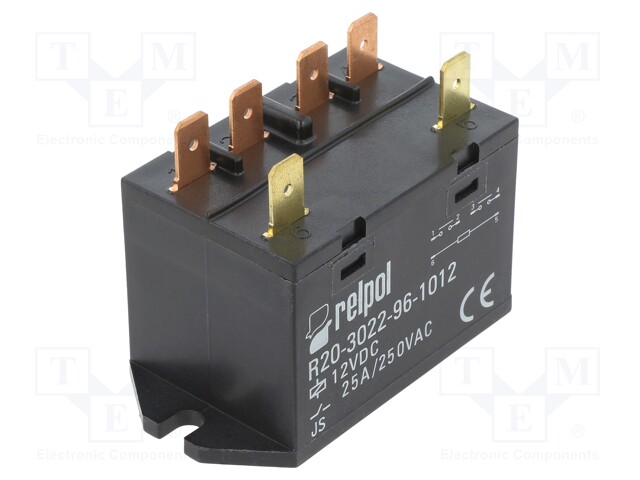 Relay: electromagnetic; DPST-NO; Ucoil: 12VDC; 25A; Series: R20