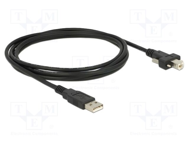 Cable; USB 2.0; USB A plug,USB B plug; gold-plated; 2m; black