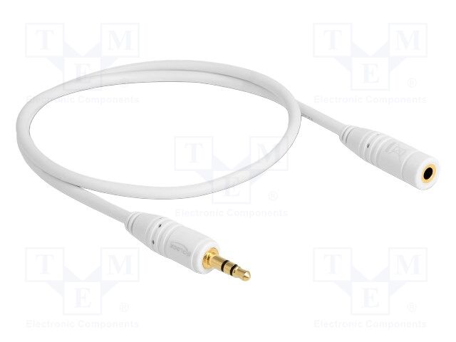Cable; Jack 3.5mm 3pin socket,Jack 3.5mm 3pin plug; 0.5m; white