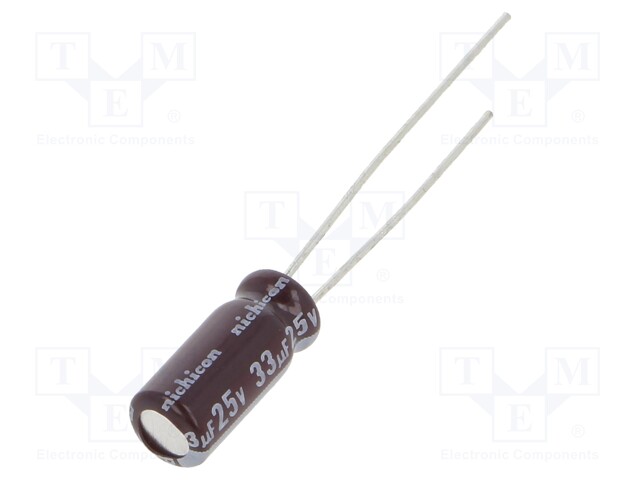 Capacitor: electrolytic; low impedance; THT; 33uF; 25VDC; Ø5x11mm
