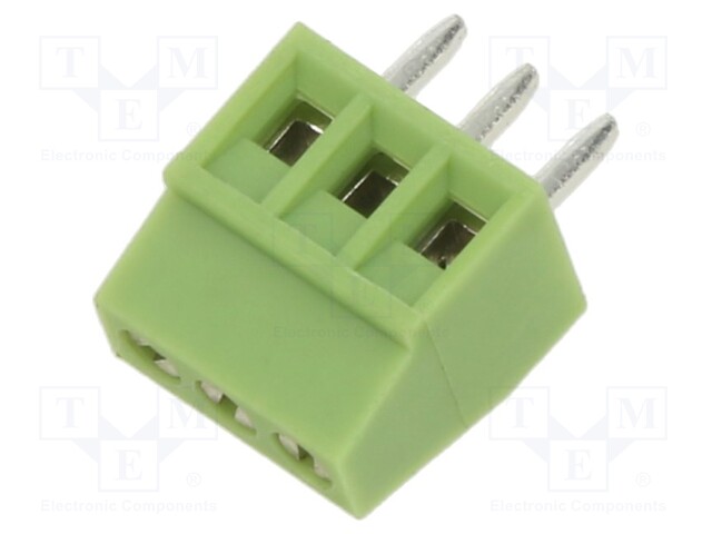 PCB terminal block; angled 90°; 2.54mm; ways: 3; on PCBs; terminal