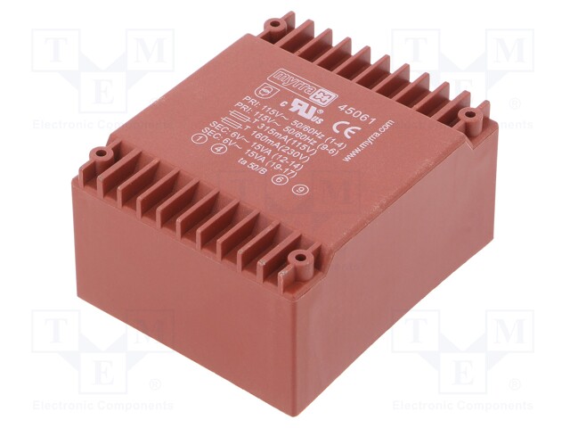 Transformer: encapsulated; 30VA; 115/230VAC; 6V; 6V; 2.5A; 2.5A
