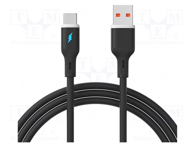 Cable; USB 2.0; USB A plug,USB C plug; nickel plated; 1m; black