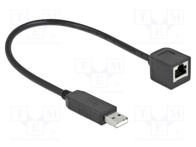 Cable; RJ45 socket,USB A plug; 0.25m; black; 921.6kbps